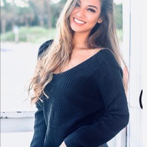 Black twisted back sweater. NWT